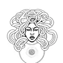 Medusa based on black girl combined with sun tattoo design idea