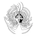 Medusa based on black girl combined with sun tattoo design idea