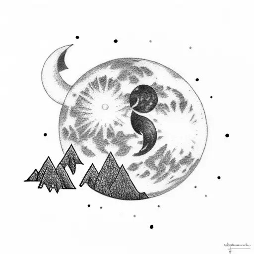 waxing crescent moon and full moon tattoo design idea