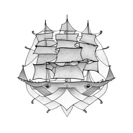 pirate ship tattoo design idea