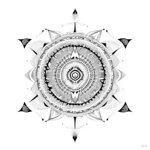 mandala con sol y luna tattoo design idea