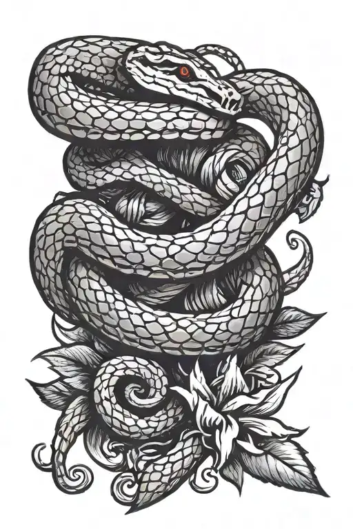 snake wrapped around dagger tattoo design idea