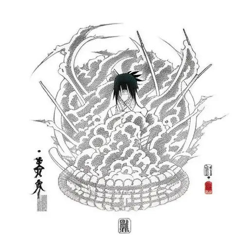 Itachi standing over his dead clan along side madara tattoo design idea