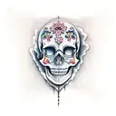 female skull candy tattoo design idea