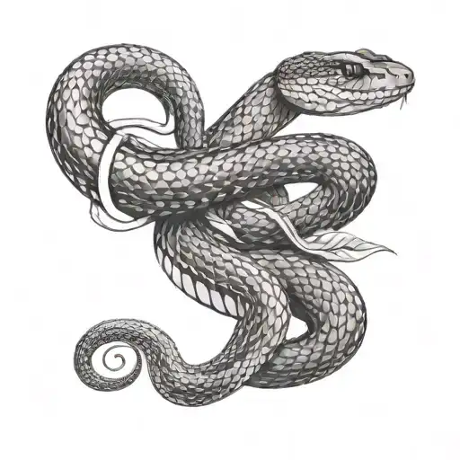 snake wrapping around arm with dollar eyes tattoo design idea
