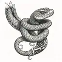 snake wrapping around arm with dollar eyes tattoo design idea