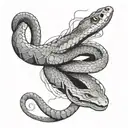 snake wrapping around arm with dollar eyes tattoo design idea