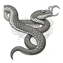 snake wrapping around arm with dollar eyes tattoo design idea