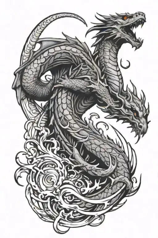 warlock surrounded by earth wind fire water dragon tattoo design idea