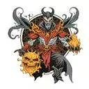 warlock surrounded by earth wind fire water  tattoo design idea