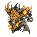 warlock surrounded by earth wind fire water  tattoo design idea