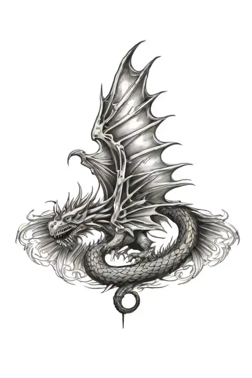 Dragon Open Wings tattoo design idea