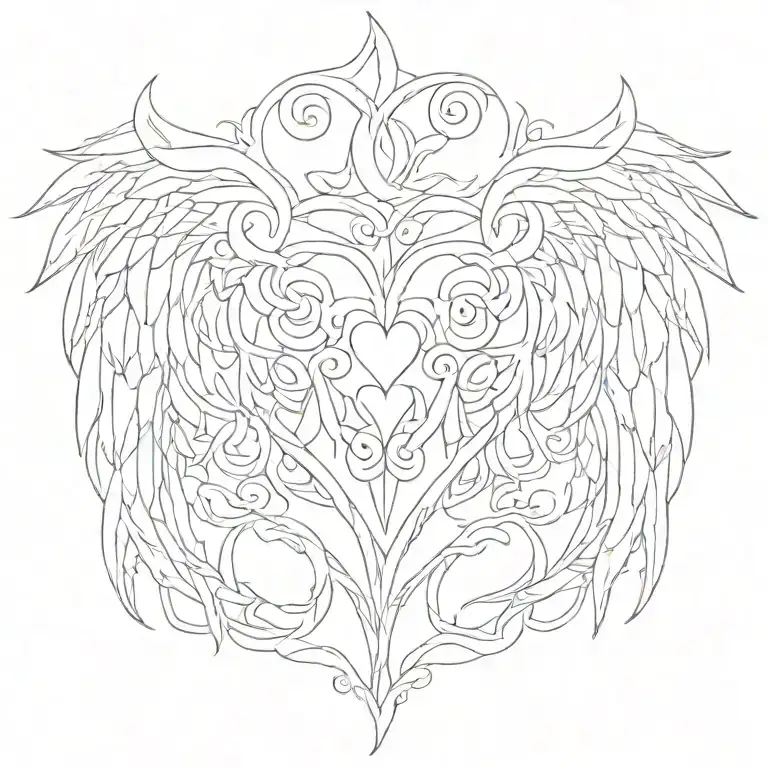 Tribal Heart wings  tattoo design idea