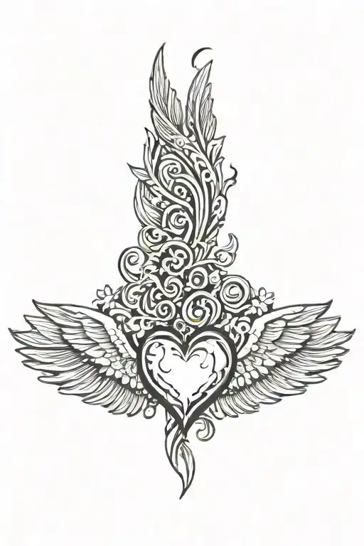 Heart with wings tattoo design idea