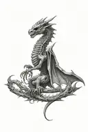 Dragon Skeleton  Open Wings tattoo design idea