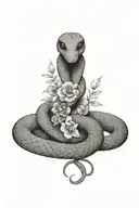 Snake and Flowers tattoo design idea