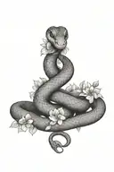 Snake and Flowers tattoo design idea