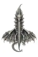 Dragon Skeleton Open Wings tattoo design idea