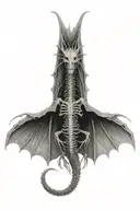 Dragon Skeleton Open Wings tattoo design idea