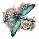 purple and teal dragonfly flying in Heaven  tattoo design idea