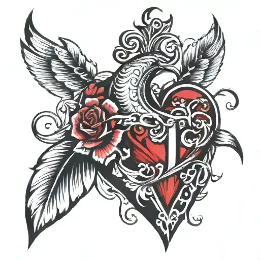 224 with heart tattoo design idea