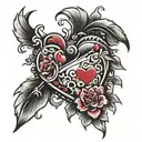 224 with heart tattoo design idea