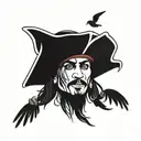 jack sparrow tattoo combined with 2 more birds flying away tattoo design idea