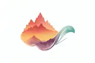 ocean wave and mountain peak tattoo design idea