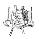 open book and straw hat tattoo design idea