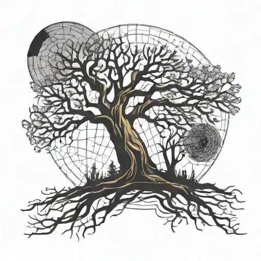 dead tree and anxiety mental health tattoo design idea
