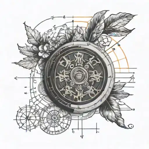 A tattoo design featuring a Roman coin surrounded by statistical charts and graphs, symbolizing the intersection of ancient history and modern finance tattoo design idea