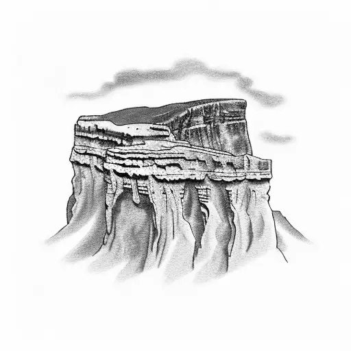 draw a mininal black tattoo of the cliffs of moher (ireland) tattoo design idea