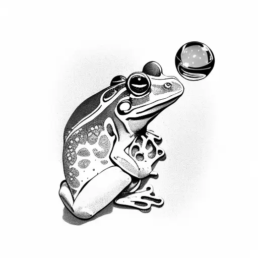 frog holding crystal ball in his hand tattoo design idea