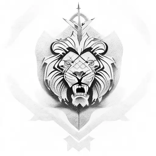 jesus gladiator lion tattoo design idea