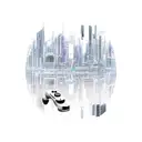 A futuristic cyberpunk cityscape with gaming consoles as skyscrapers tattoo design idea