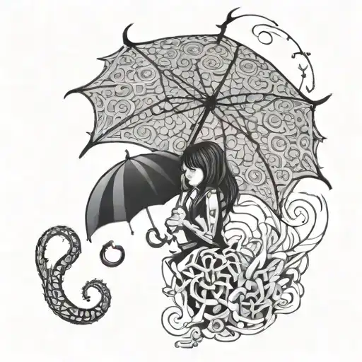 Doomed bring me the horizon with girl and sempiternal umbrella tattoo design idea
