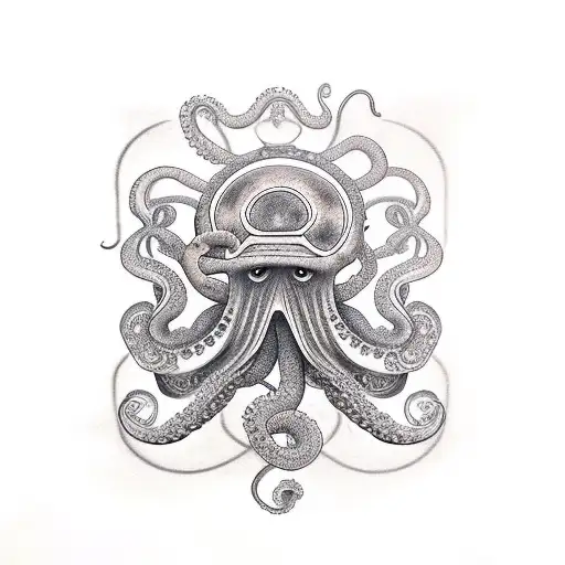 bird cage with octopus tattoo design idea