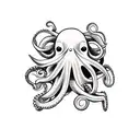 bird cage with octopus tattoo design idea