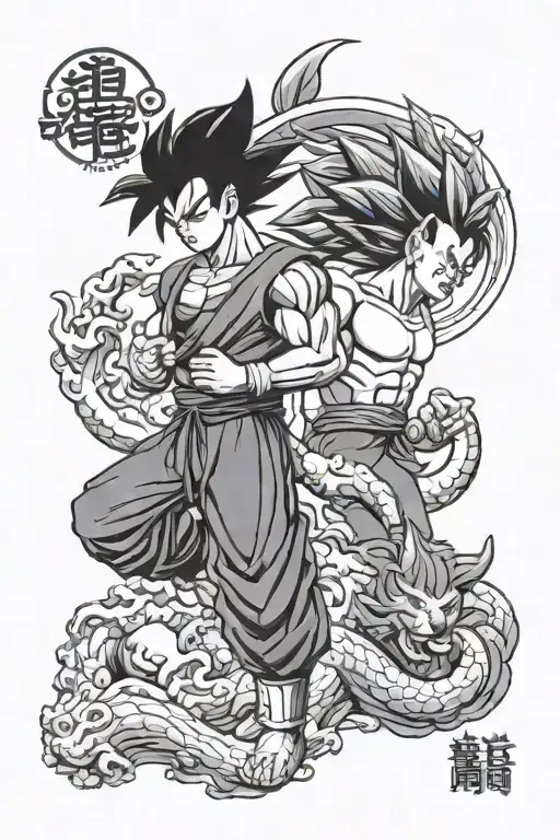 goku vs vegeta dragon ball z tattoo design idea