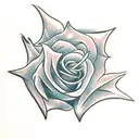 rose with spider web and spider on hand tattoo design idea