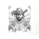 Roman patchwork sleeve tattoo design idea