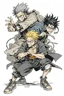 Satoru Gojo fighting sukuna jujutsu kaisen tattoo design idea