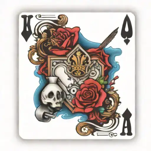 playing cards with Philadelphia theme tattoo design idea