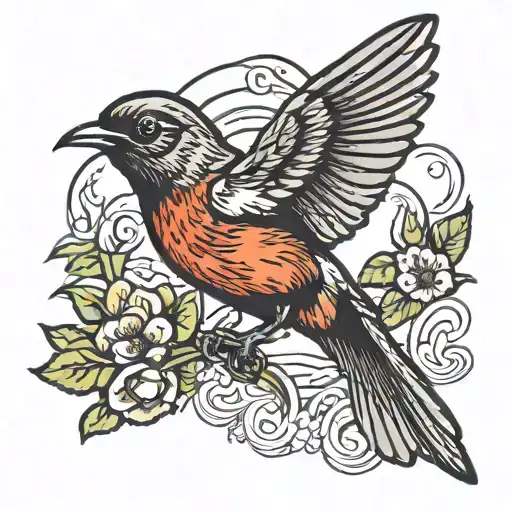 flying robin tattoo design idea