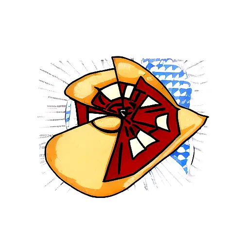 cheese pizza with spiderman logo tattoo design idea