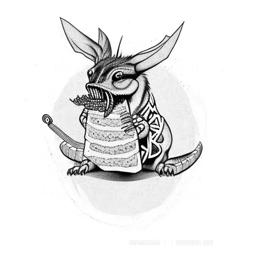 a chupacabra eating a ham sandwich tattoo design idea