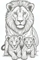 lion lioness and lion cub tattoo design idea