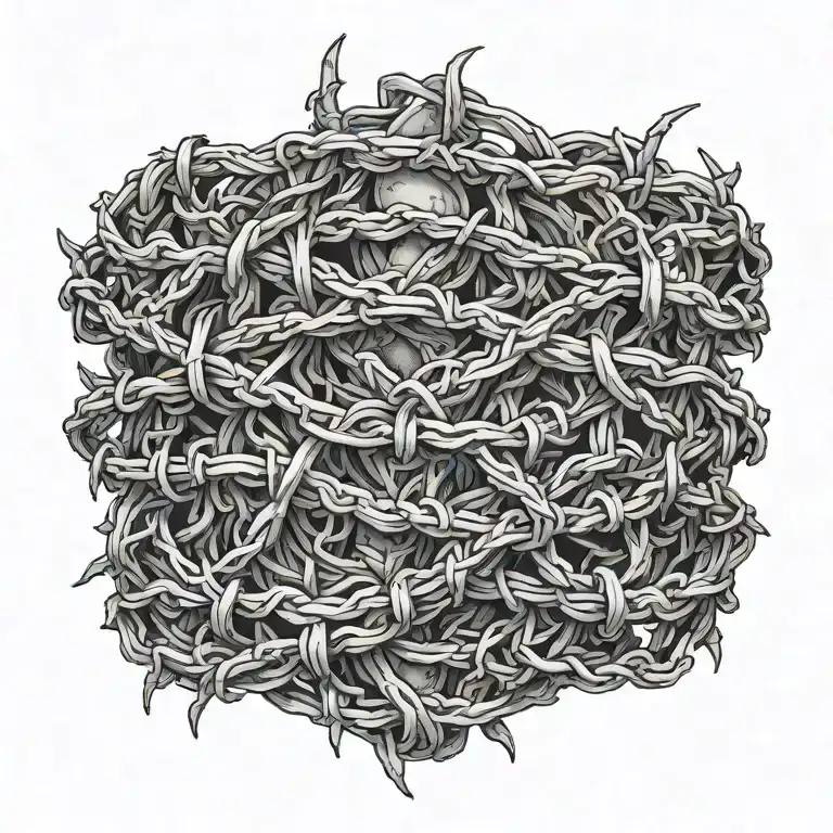 Barbed wire with small amounts of poison oak wrapped around it tattoo design idea