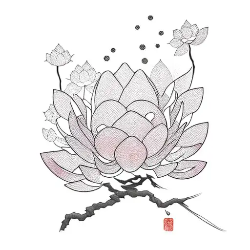 lotus with cherry blossom tree , tree of life  tattoo design idea