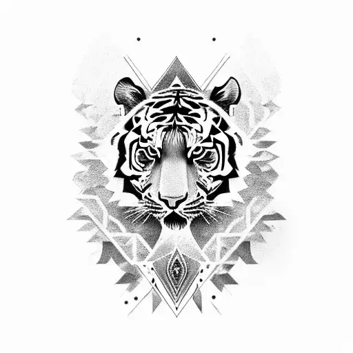 Tiger humanised warrior with eagle eyes, eagle wings and eagle claw on the legs tattoo design idea